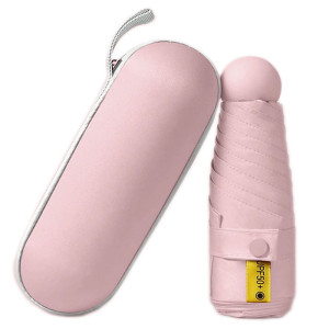 Mała parasolka w mini kapsułce – Różowa | Składana UV50+ prezentowa