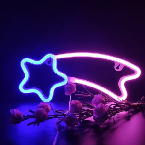 Gotowy Neon led USB/baterie na ścianę znak Meteor Niebieski Gwiazda
