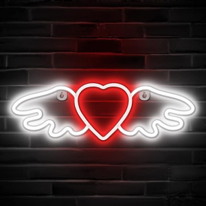 Neon LED Baterie/USB Na ścianę Anielskie Serce