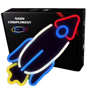 Duży Gotowy Neon led USB duży na ścianę Rakieta