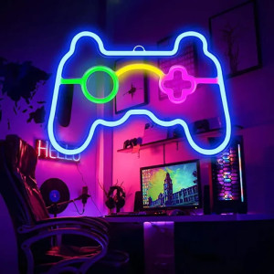 Neon LED USB/baterie lampka na ścianę Napis do pokoju znak neonowy Gamepad 26cm