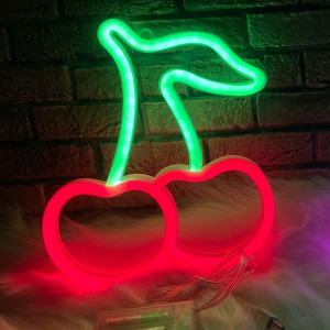 Neon LED Baterie/USB Na ścianę Napis do pokoju wiśnia czerwona