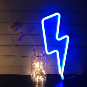 Neon LED USB/baterie lampka na ścianę Napis do pokoju znak neonowy Piorun