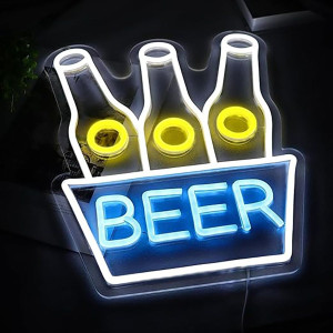 Duży neon Led USB Lampka na ścianę Napis do pokoju znak neonowy butelki Piwo Beer