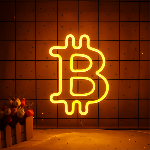 Duży neon Led USB Lampka na ścianę Napis do pokoju znak neonowy Bitcoin 60cm