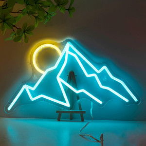 Duży neon Led USB Lampka na ścianę Napis do pokoju Góry słońce krajobraz