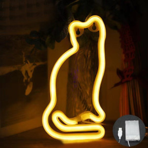Gotowy Neon led USB na ścianę znak Cat Kotek biały