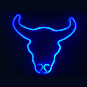 Neon LED USB/baterie lampka na ścianę Napis do pokoju znak neonowy Niebieski Byk