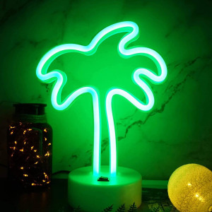Lampka Nocna Baterie/USB LED NEON Palma na biurko