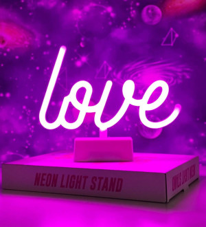 Neon LED Baterie/USB Lampki na biurko Love