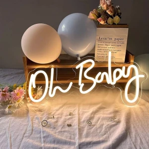 Duży Neon LED USB/baterie lampka na ścianę Napis do pokoju znak neonowy Oh Baby