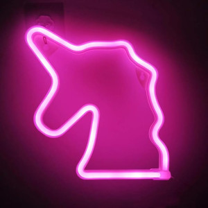 Neon led Baterie/USB na ścianę Jednorożec różowy