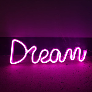 Neon Led Baterie/USB Lampka na ścianę Napis do pokoju Dream pink
