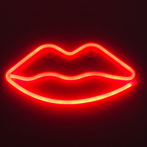 Neon Led USB/bateria Lampka na ścianę Napis do pokoju Usta czerwone