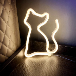 Gotowy Neon led USB na ścianę znak biały Kot