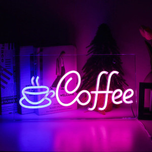 Duży Neon LED USB lampka na ścianę Napis do pokoju znak neonowy KAWA COFFEE