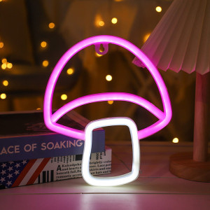 Neon Led Baterie/USB Lampka na ścianę Napis do pokoju Grzybek
