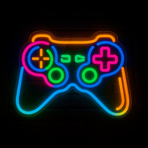 Duży Neon LED USB lampka na ścianę Napis do pokoju znak neonowy Gamepad Konsola Pad