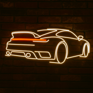 Duży Neon LED USB lampka na ścianę Napis do pokoju znak neonowy Porsche 60cm