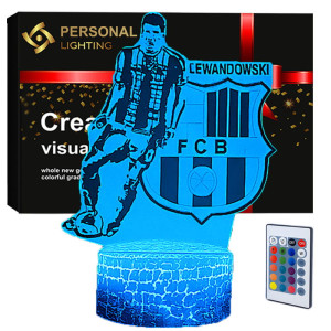 Lampka nocna Personal 3D Lamp LED USB pilot piłka nożna Lewandowski FC Barcelona
