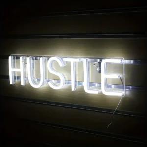 Duży Neon LED USB lampka na ścianę Napis do pokoju znak neonowy Hustle