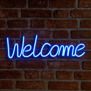 Neon LED USB/baterie lampka na ścianę Napis do pokoju znak neonowy Welcome niebieski