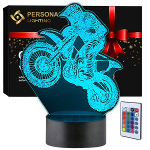 Lampka nocna 3D wizualizacja LED USB pilot Motocyklist