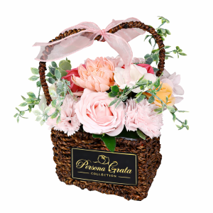 Flower Box – Mydlane Róże w Plecionej Koszyczce