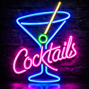 Duży neon Led USB Lampka na ścianę Napis do pokoju Cocktail Koktajl