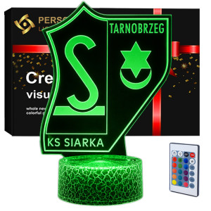 Lampka 3D LED KS Siarka Tarnobrzeg – herb klubu, 16 kolorów, pilot, USB