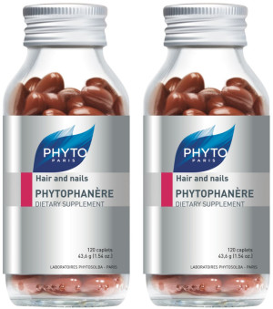 Zestaw suplementów diety Phyto Phytophanere na paznokcie i włosy 2 x 120 kapsułek (3338221001085). Witaminy i minerały