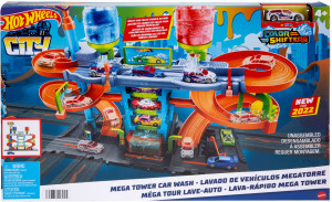 Zestaw do gry Myjnia samochodowa Hot Wheels Mega Tower (HDP05). Zestawy zabawek dla dzieci