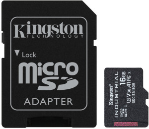 Kingston microSDHC 16GB Industrial Class 10 UHS-I V30 A1 + adapter SD (SDCIT2/16GB). Karty pamięci