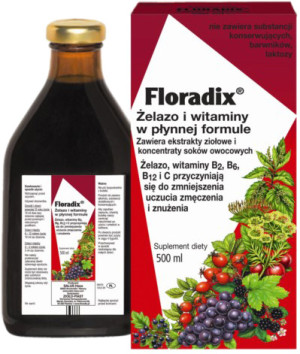 Suplement diety Floradix Żelazo i Witaminy 500 ml (4004148047503). Naturalne suplementy diety i ekstrakty