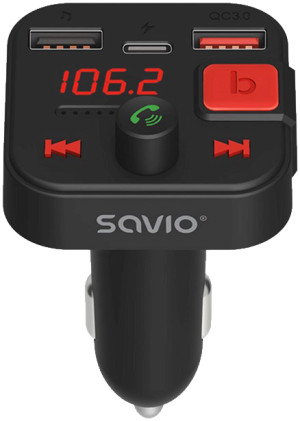 FM-transmiter Savio TR-15 z Bluetooth i ładowarką PD (5901986047889). Transmitery FM
