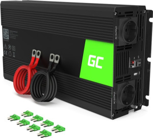 Falownik Greencell 24V/230V 1500W/3000W Czysta fala sinusoidalna (INV19). Falowniki samochodowe