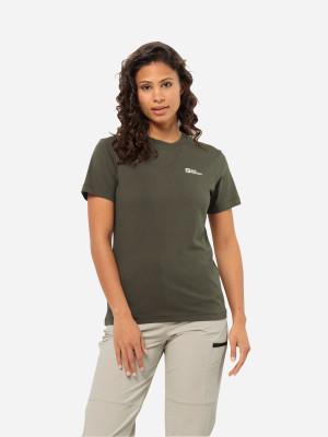 Koszulka damska bawełniana Jack Wolfskin Essential T W 1808352-4341 XS Zielona (4064993851687). T-shirty damskie
