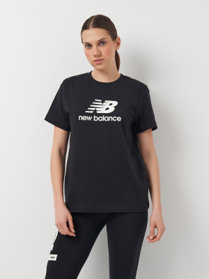 T-shirt damski bawełniany długi New Balance Sport Essentials Jersey Logo WT41502 XS Czarny (197375382999). T-shirty damskie