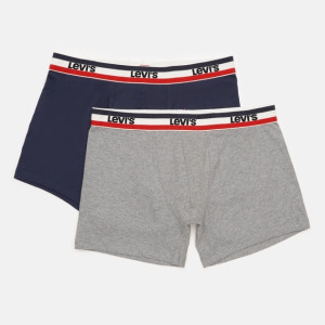 Zestaw majtek męskich typu bokserki 2 szt Levi's Logo Boxer Brief Organic Co 2P 7012239080020 S Szary/Granatowy (8720245438124). Majtki męskie