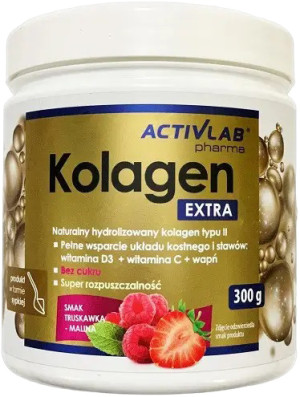 Suplement diety kolagen Activlab Kolagen Extra o smaku malinowo-truskawkowym proszek 300 g (5903260901115). Naturalne suplementy diety i ekstrakty