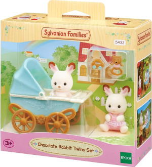 Zestaw figurek Sylvanian Families Chocolate Rabbit Twins And Baby High Chair (5054131054321). Figurki superbohaterów