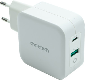Ładowarka sieciowa Choetech GaN USB-A USB-C QC 3.0 PD 3.0 65W White (PD8002). Ładowarki do telefonów
