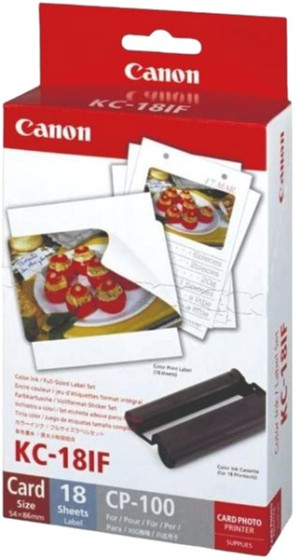 Etykiety do drukarki sublimacyjnej Canon Selphy KC18IF Samoprzylepne 86x54 mm 18 szt (7741A001AG). Papier fotograficzny