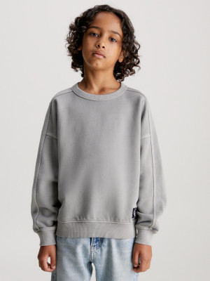 Bluza bez kaptura chłopięca Calvin Klein IB0IB01853-BEH 150 cm Czarna (8720108749299). Bluzy chłopięce bez kaptura