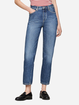 Jeansy mom fit damskie z wysokim stanem Tommy Hilfiger WW0WW42190-1A4 W29L30 Granatowe (8720636797199). Jeansy damskie