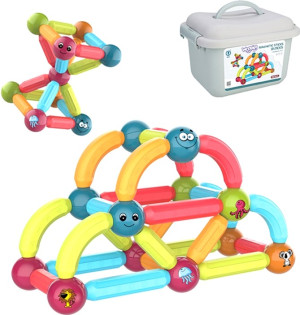 Klocki magnetyczne Woopie Construction Educational 52 elementy (5904326945173). Klocki
