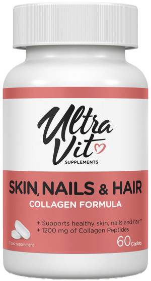 Suplement diety Ultra Vit Skin Nails & Hair Collagen formula 60 kapsułek (5060730361593). Witaminy i minerały
