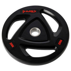 Tarcza olimpijski HMS gumowany 25 kg Czarna (5907695539820). Obciążenia do sztangi