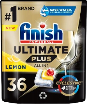 Tabletki do zmywarek Finish Ultimate Plus Powerball All in 1 lemon 36 szt (5908252010974). Środki do zmywarki