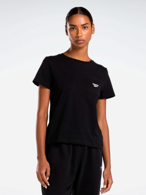 Koszulka damska bawełniana Reebok Identity Small Logo Tee 100031101 XS Czarna (4066762941216). T-shirty damskie